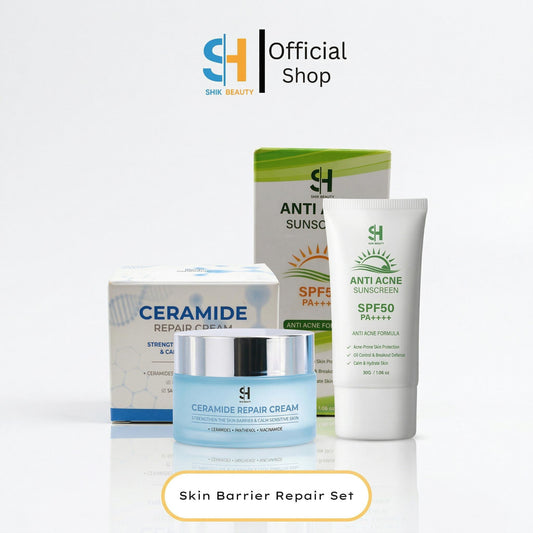 Ceramide Repair Cream & SPF 50 Sunscreen Set – Barrier Care and Daily UV Protection