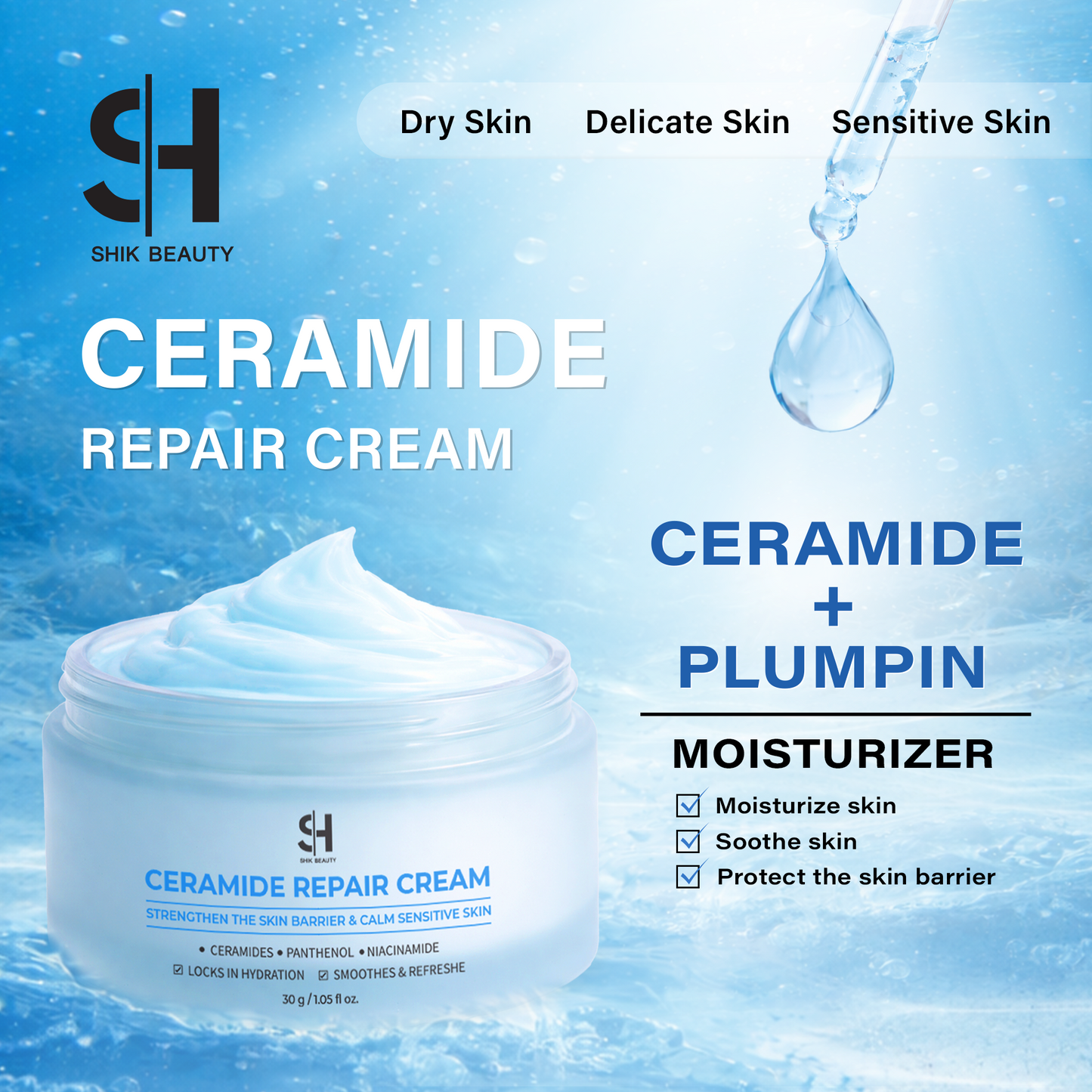 SHIK BEAUTY Ceramide Repair Cream 30g – Barrier Support Moisturizer