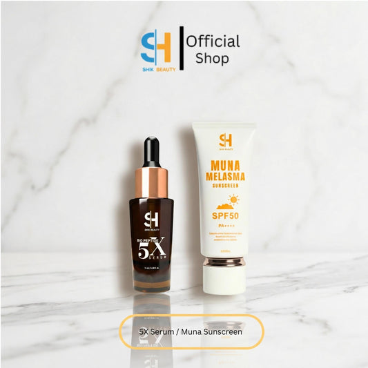 2-in-1 Skincare Set – Bio Peptide 5X Serum & MUNA Melasma Sunscreen SPF50
