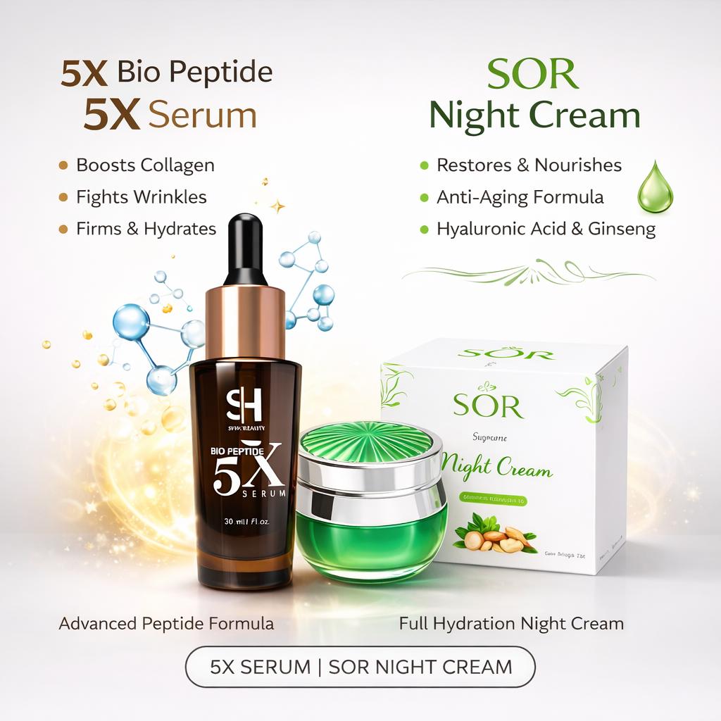 Night Repair Skincare Set – 5X Bio Peptide Serum & SOR Night Cream