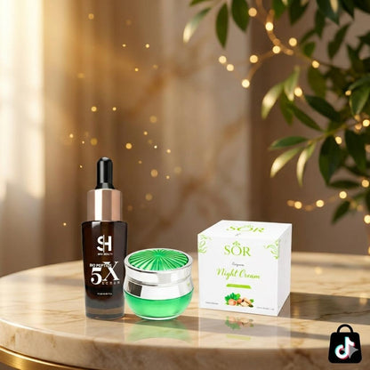 Night Repair Skincare Set – 5X Bio Peptide Serum & SOR Night Cream