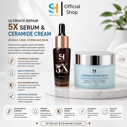 2-Step Barrier Repair Set – Bio Peptide 5X Serum & Ceramide Repair Cream