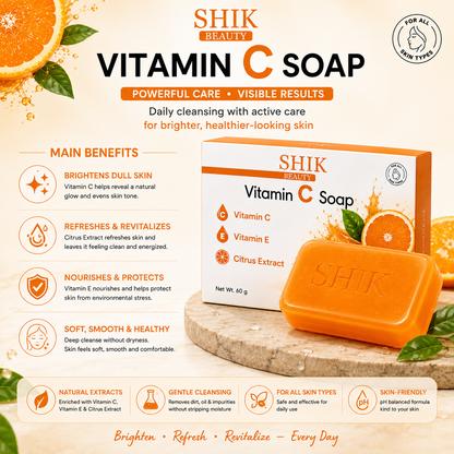 SHIK BEAUTY Vitamin C Soap (60g) — Brighten, Refresh, Revitalize Every Day