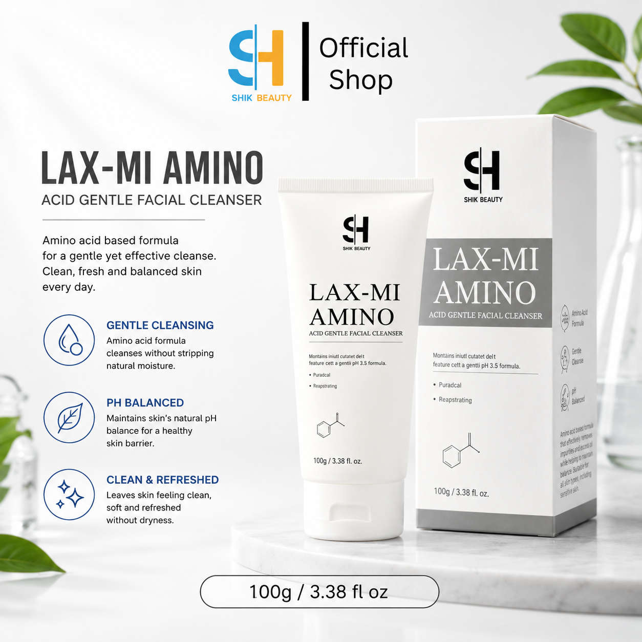 SHIK BEAUTY LAX-MI Amino Acid Gentle Facial Cleanser pH 5.5 – 100ml
