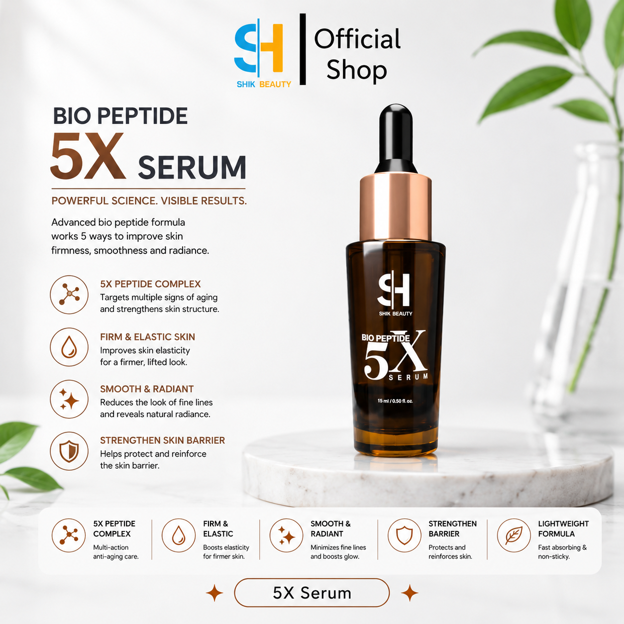 SHIK BEAUTY Bio Peptide 5X Serum – Hydrating Peptide Booster 15ml