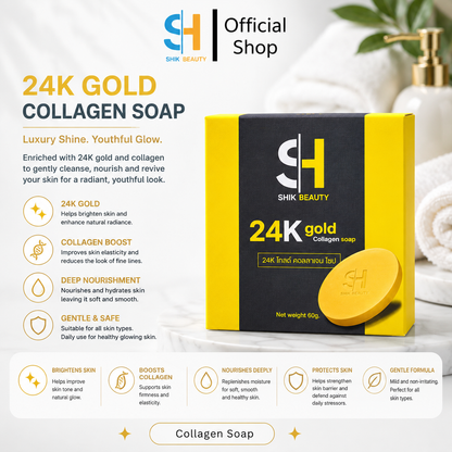 SHIK BEAUTY 24K Gold Collagen Soap – Gentle Facial Cleansing Bar 60g