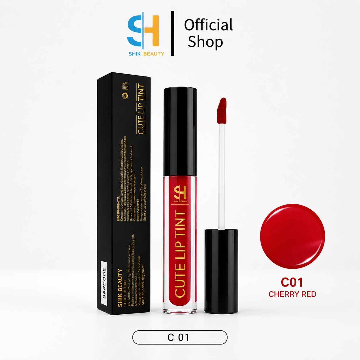 SHIK BEAUTY Cute Lip Tint – Moisture Gel Tint | Cherry Red C01 & Berry Pink C02