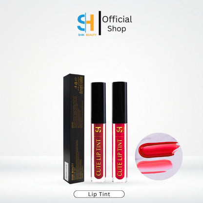 Cute Lip Tint – C01 Cherry Red & C02 Berry Pink | Glossy, Lightweight, Long-Lasting Color