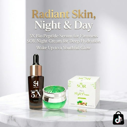 Night Repair Skincare Set – 5X Bio Peptide Serum & SOR Night Cream