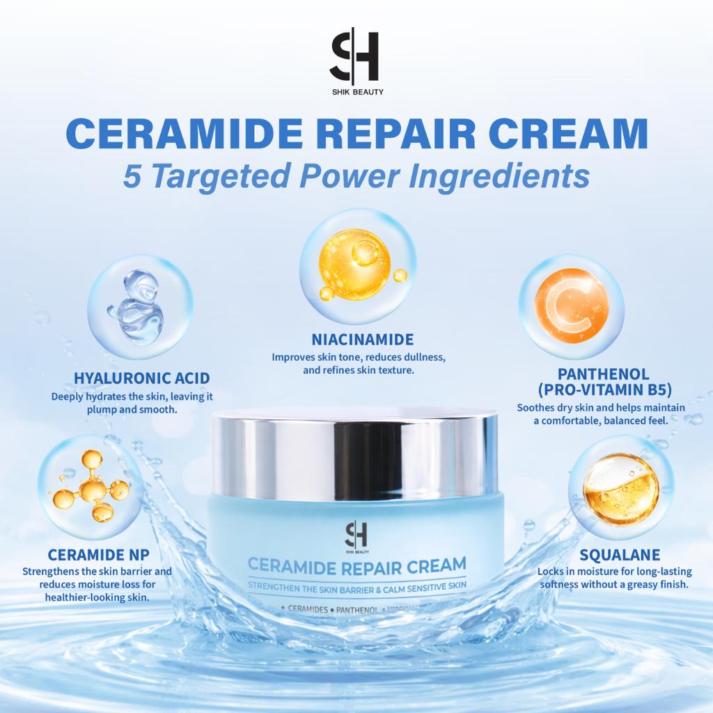 Ceramide Repair Cream & SPF 50 Sunscreen Set – Barrier Care and Daily UV Protection